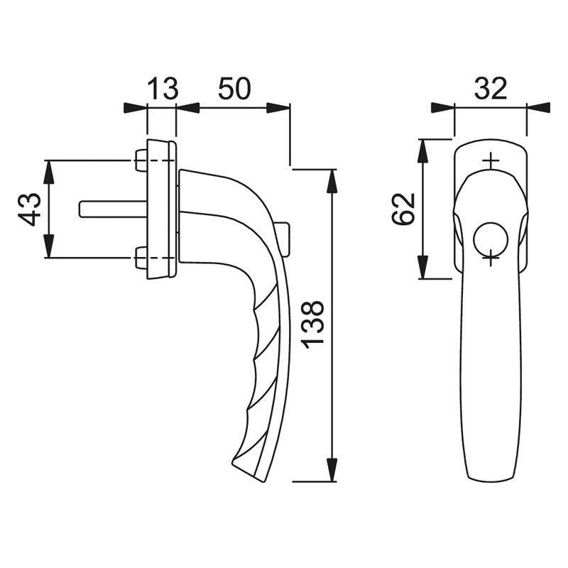 HOPPE Fenstergriff New York 0810SV/U10 | Stiftlänge 32 mm, Aluminium F9016, selbstsperrend