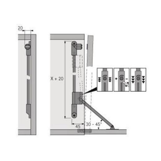Klappenhalter Klassik D m.Magnet-Zuhaltung STA vern.re.L.290mm HETTICH