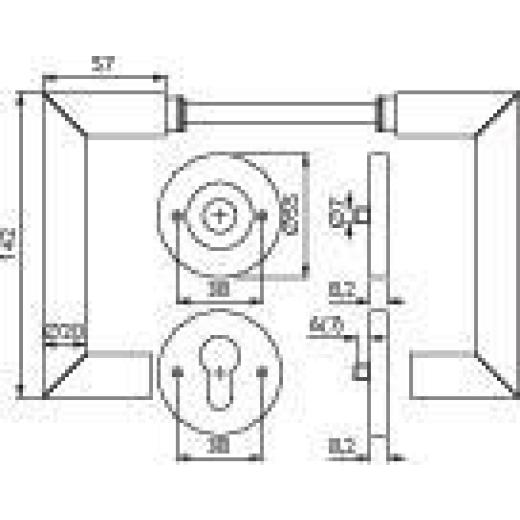 FS-Garnitur NW-492-1 VA 60 TS 45-58mm PZ rd.DIN L/R TECWERK
