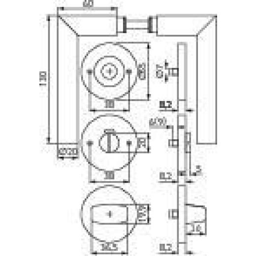 Rosettengrt.NW-402-2 VA 60 Gehrung WC rot/weiß DIN L/R ger.WC TECWERK