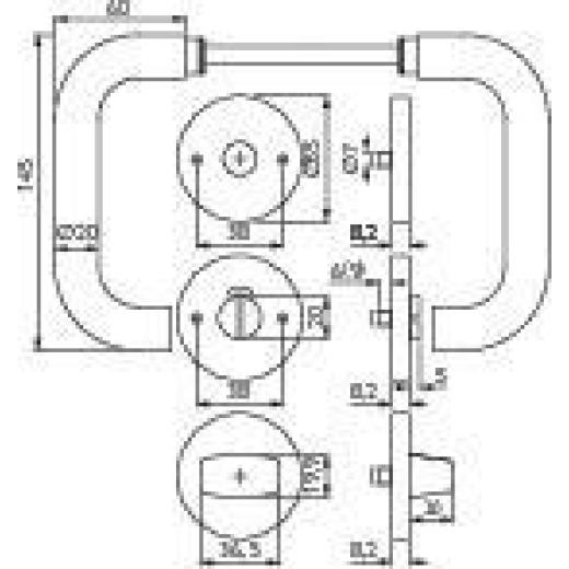 Rosettengrt.NW-401-2 VA 60 U-Form WC rot/weiß DIN L/R ger.WC TECWERK