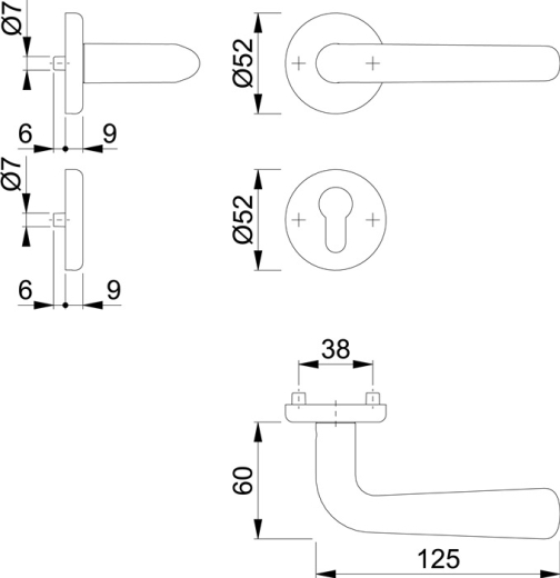 Rosettengarnitur Helsingborg E1730Z/17KV/17KVS Edelstahl F69 rund PZ DIN links / rechts D/D HOPPE