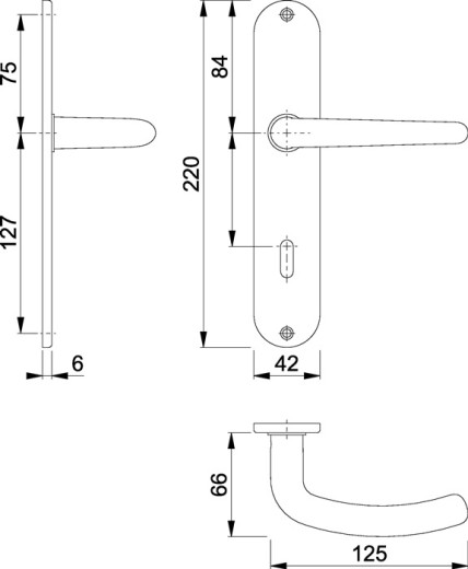 Langschildgarnitur Denver E1310Z/302 Edelstahl F69 OB 72 mm DIN links / rechts HOPPE