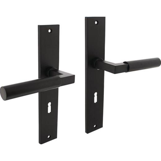 Langschildschildgarnitur Baustil Zamak F71 schwarz BB 72mm DIN L/R INTERSTEEL