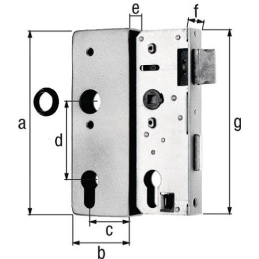 GAH - Schlosskasten DIN L/R Maß A170xB60xC40mm Maß E 30mm Dornm.40mm