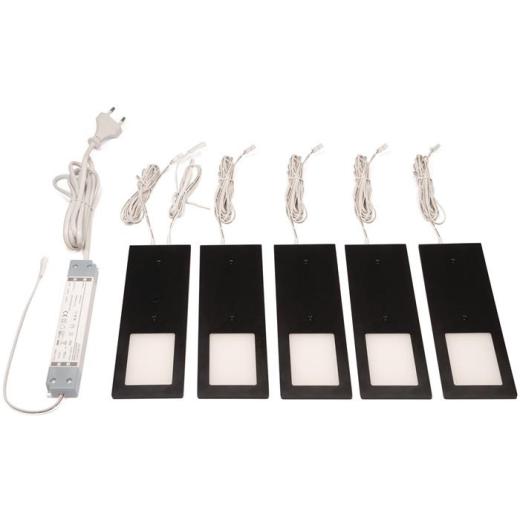 Anbauleuchte Planar L neutralweiß 24V DC 5x3 W Rahmenfarbe schwarz L&S