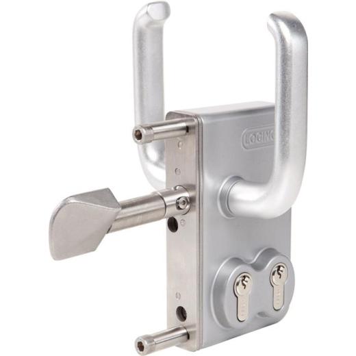 Doppelzylinderschloss grau 3-Loch Mont.f.40-120mm Profile LOCINOX