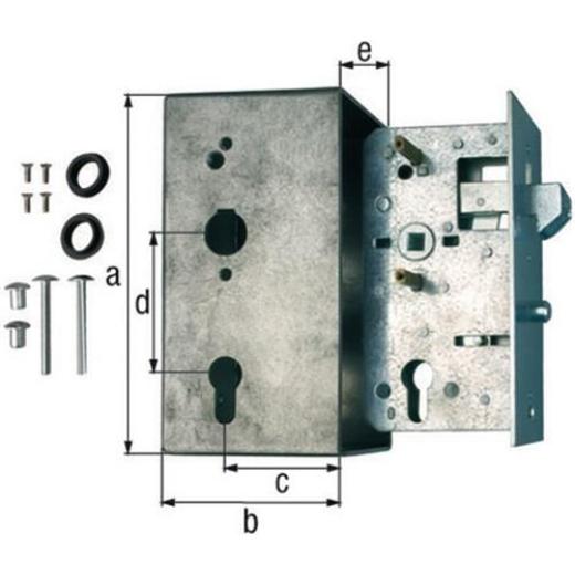 GAH - Schlosskasten DIN L/R Maß A173xB95xC60mm Maß E 30mm Dornm.60mm