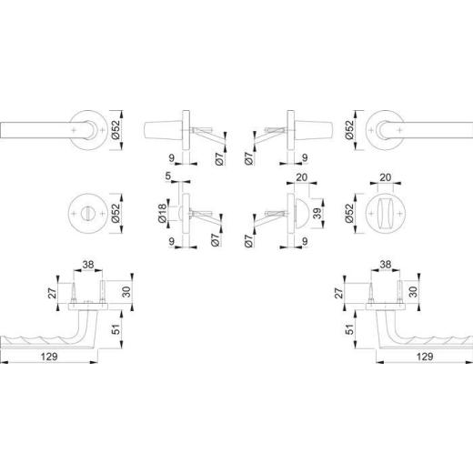 Hoppe Rosettengarnitur Hamburg | Aluminium F9714 WC