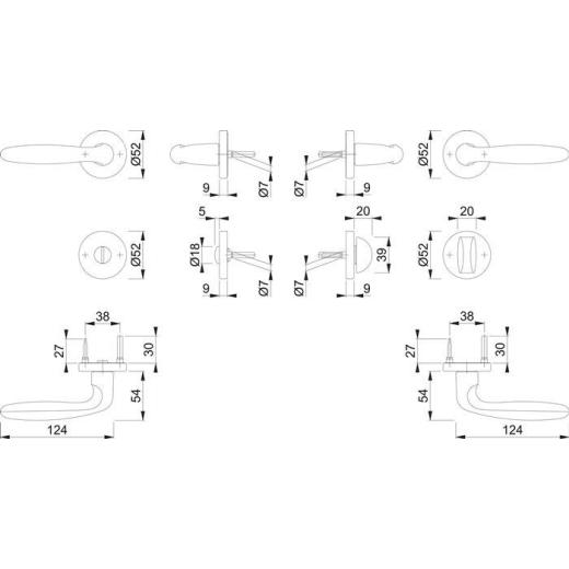 Hoppe Rosettengarnitur Verona | Aluminium (F1) WC
