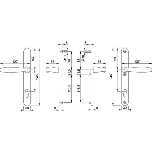 Hoppe Profil-Garnitur New York Aluminium (F1) PZ