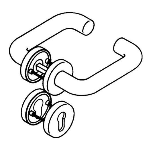 HEWI FS-Garnitur 111R12.230 Kunststoff 90 D/D TS 48-58 mm PZ rund DIN L/R