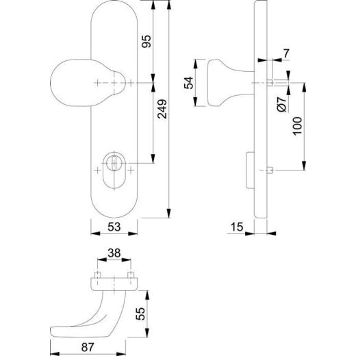 Knopflangschild Edelstahl F69 für Kombischutz PZ 10 mm Hoppe