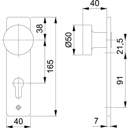 Hoppe Knopfkurzschild 58/202K Aluminium (F2/neusilberfarbig) PZ