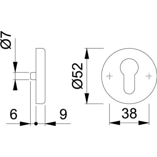 Hoppe Schlüsselrosetten-Paar Aluminium (F1) PZ