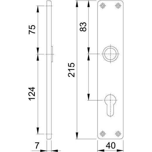 Hoppe Langschildpaar 202SP F1/ naturf.F1 PZ 72mm Hoppe