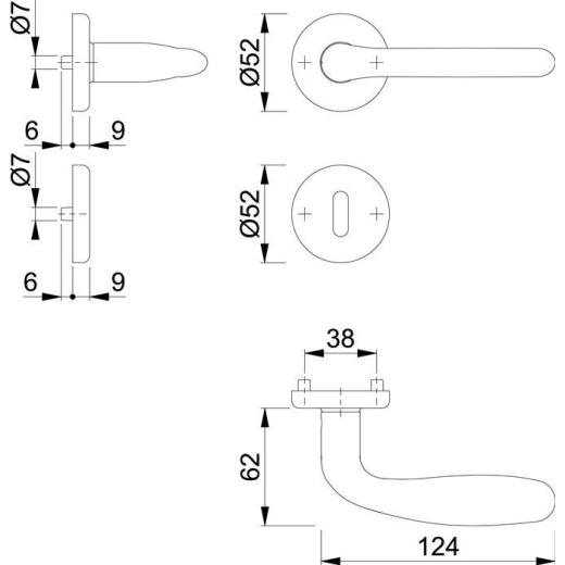 Hoppe Rosettengarnitur Cardiff | Edelstahl (F69) OB