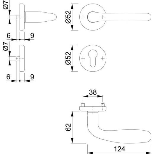 Hoppe Rosettengarnitur Cardiff | Edelstahl (F69) PZ
