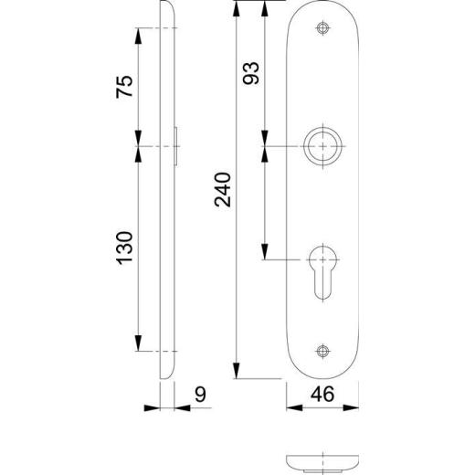 Hoppe Langschildpaar 273P F1/naturf.F1 PZ 72mm Hoppe
