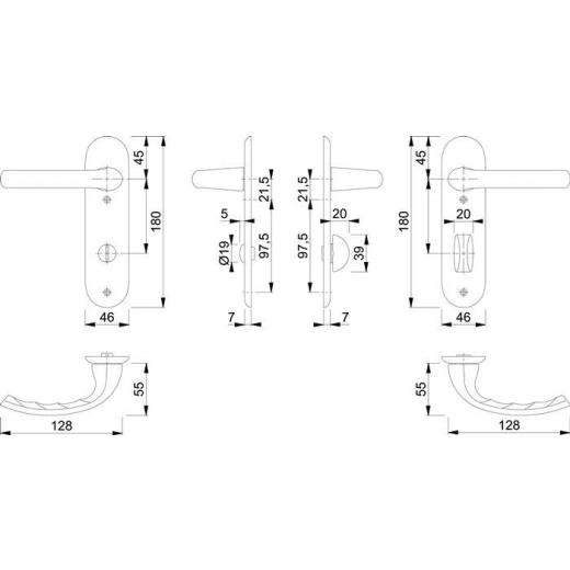 Hoppe Kurzschildgarnitur Tôkyô Aluminium (F1) WC