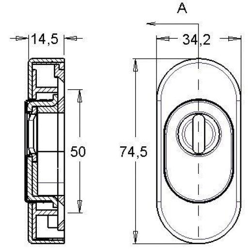 edi - Schlüsselrosette 0815/0000 VA EST Schildst.14,5 mm PZ ov.
