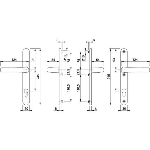 Hoppe Profiltürgarnitur Tôkyô Aluminium (F1) PZ