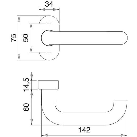 edi - Feuerschutzdrückerlochteil 1030/2133 VA EST ger.4-KT.9 mm