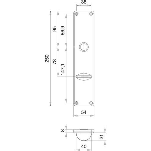 Renovierschildpaar 220 WC VA F00 WC Entf.78mm EDI | 2 Stück