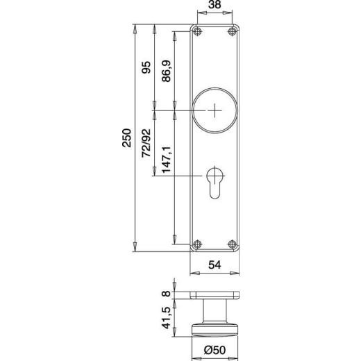 edi - Knopf-Renovierschild 344 H VA EST 92 mm PZ