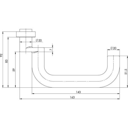 OGRO Profil-Türdrückerlochteil  8100A 8MM/6621 ER VA ER ov.gekr.