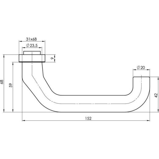 OGRO Profil-Türdrückerlochteil  8100V AL 8 mm Alu.F1 schräg