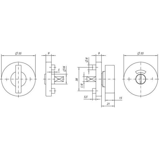 OGRO Schlüsselrosette 7122 WC AL Alu.F1 Schildst.9 mm WC rund