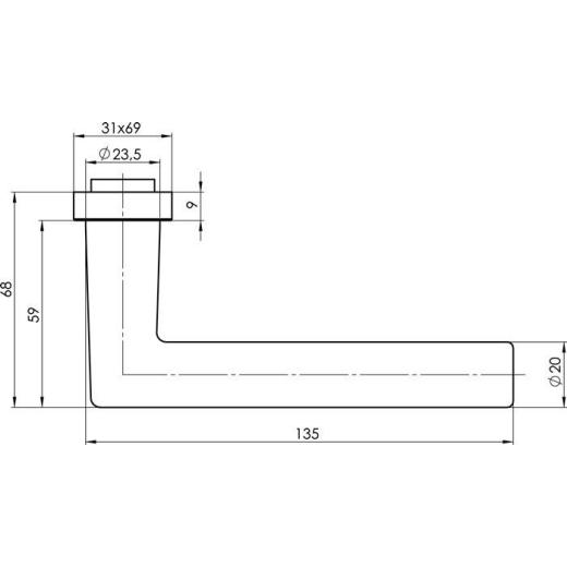 OGRO Türdrückerlochteil  8906 Alu.F1/Satino 4-KT.8 mm DIN L/R