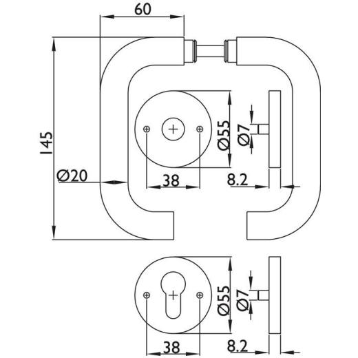 FS-Garnitur Basic 2 VA 62 D/K TS 40?58 mm PZ rund  DIN L/R