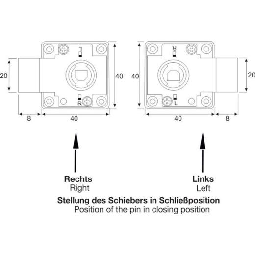 BMB Aufschraubschloss Dornmaß 25 mm lad versch.-schl.
