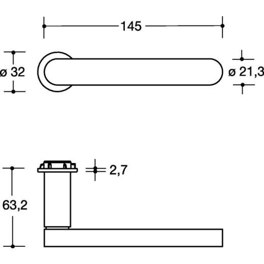 HEWI Rosetten-Drückergarnitur 270XAM01.130 VA (1.4301) PZ-PZ