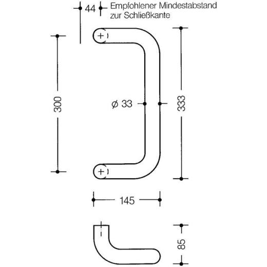 HEWI Stoßgriff 550.33BGKLT PA Farb-Nr.90m A.300 mm L.333 mm B.145 mm