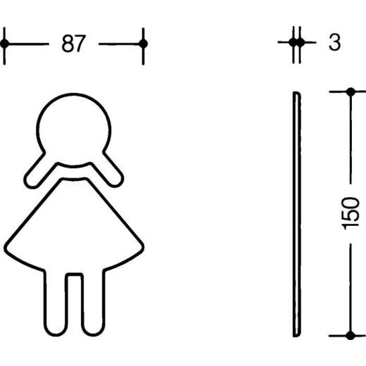 HEWI Symbol Frau 801.91B020 PA Farb-Nr.90 B.87 mm H.150 mm S.3 mm