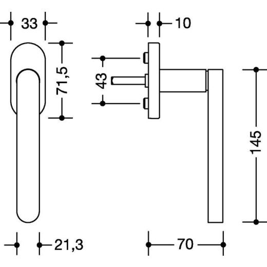 HEWI Fenstergriff 270XAFG.1 VA ma geschl.35 mm Stand.