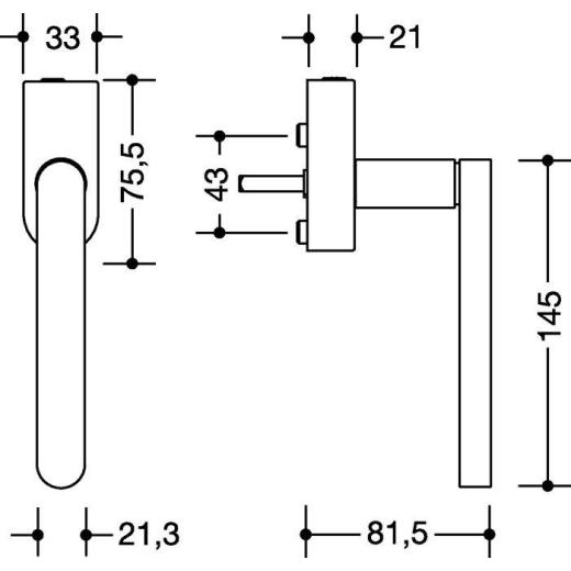 HEWI Fenstergriff 270XAFGA.1 VA ma geschl.40 mm abschl.