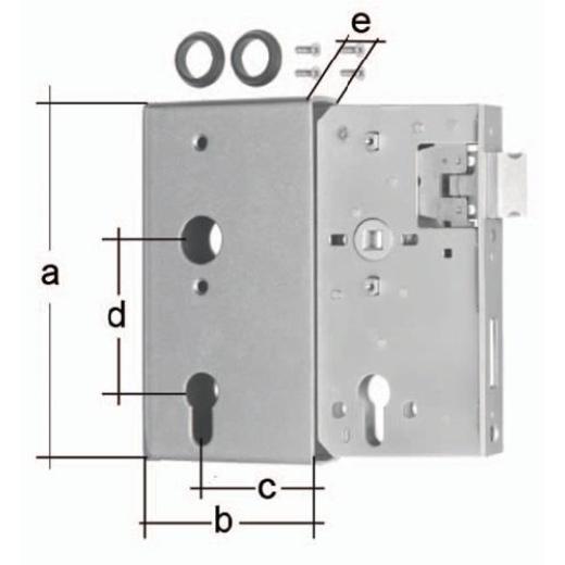 GAH - Schlosskasten DIN L/R Maß A172xB94xC60mm Maß E 40mm Dornm.60mm