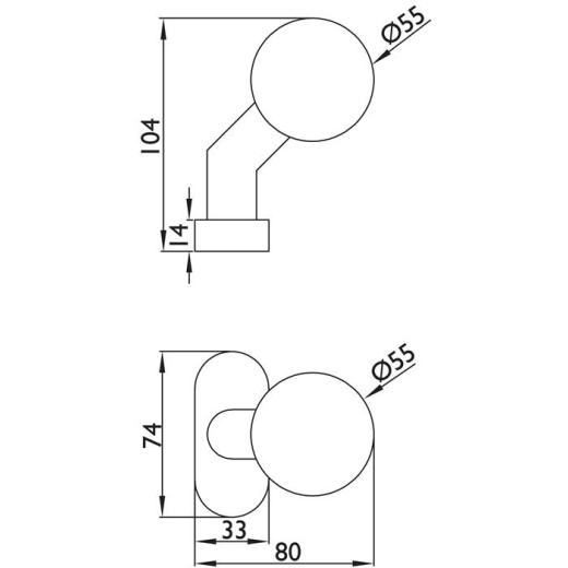 Rahmentürknopf 2085 Material VA 60 gekr.festdrehbar TECWERK