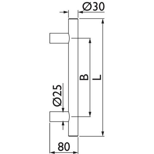 Stoßgriff NW-600-3 VA Farb-Nr.60 A.600mm L.800mm B.30mm TECWERK
