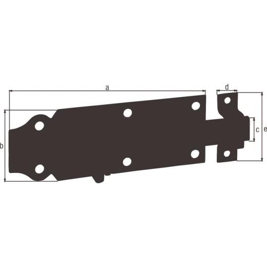 Schlossriegel L.120mm B.44mm ger.STA verzinkt,schwarz ku.-besch.GAH | 10 Stück