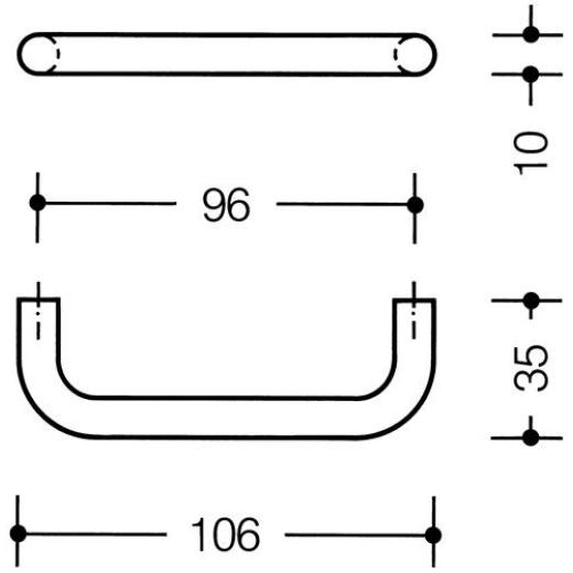 Möbelgriff 548.106B PA 99 reinweiß ma 96mm D.10mm HEWI