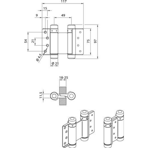 DENI - Pendeltürband VA Gr.29 L.75mm 15kg TS 18-25mm DENI | | 2 Stück
