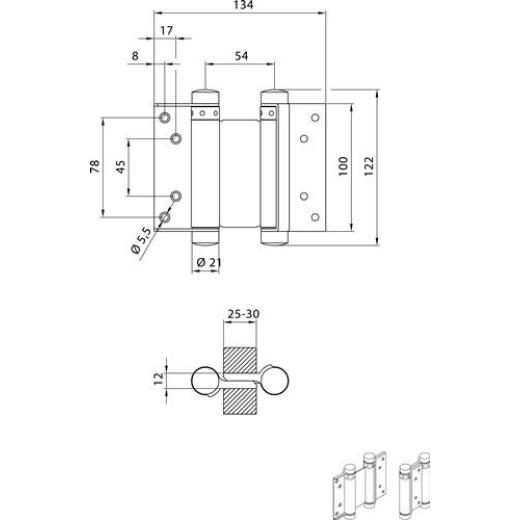 DENI - Pendeltürband VA Gr.30 L.100mm 22kg TS 25-30mm DENI | | 2 Stück