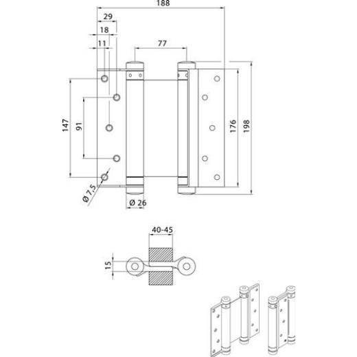 DENI - Pendeltürband STA verz.Gr.39 L.175mm 55kg TS 40-45mm DENI | | 2 Stück