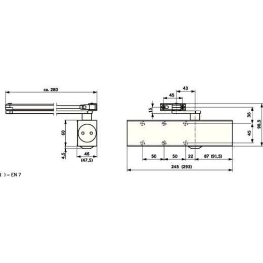 DORMAKABA - Scherentürschließer TS 83 BC/ÖD silber EN 7 o.Gestänge