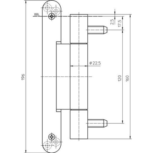 SIMONSWERK - Objektband VARIANT VN 3747/160 Compact VA ma geb.160kg 24mm DIN L/R | 2 Stück